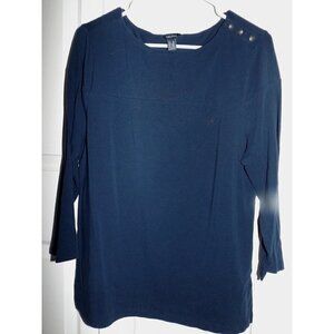 Nautica XL 3/4 sleeve boatneck cotton t-shirt button shoulder